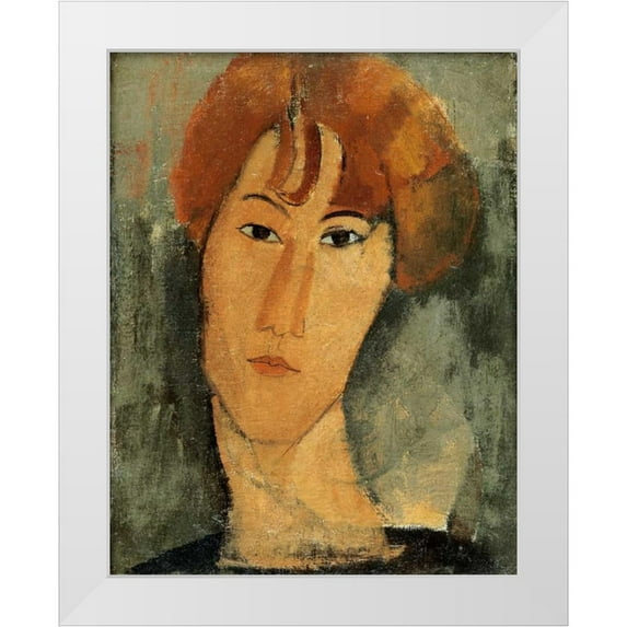 Modigliani, Amedeo 15x18 White Modern Wood Framed Museum Art Print Titled - A Young Woman