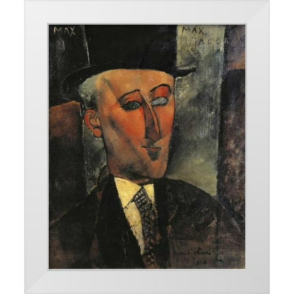 Modigliani, Amedeo 15x18 White Modern Wood Framed Museum Art Print Titled - Portrait Of Max Jacob