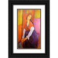 thumbnail image 1 of Modigliani, Amedeo 15x24 Black Ornate Wood Framed with Double Matting Museum Art Print Titled - Lady in red shawl, 1 of 4