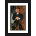thumbnail image 1 of Modigliani, Amedeo 16x24 Black Ornate Wood Framed with Double Matting Museum Art Print Titled - Seated Man - Leaning On a Cane, 1 of 4