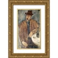thumbnail image 1 of Modigliani, Amedeo 16x24 Gold Ornate Wood Framed with Double Matting Museum Art Print Titled - Man With a Wine Glass, 1 of 4