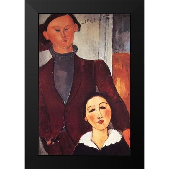 Modigliani, Amedeo 17x24 Black Modern Framed Museum Art Print Titled - Jacues Lipchitz Andwife