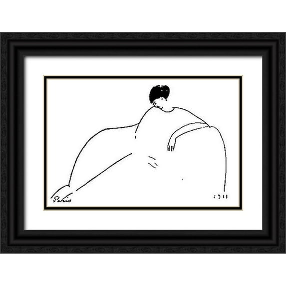 Modigliani, Amedeo 18x13 Black Ornate Wood Framed with Double Matting Museum Art Print Titled - Anna Akhmatova (1911)