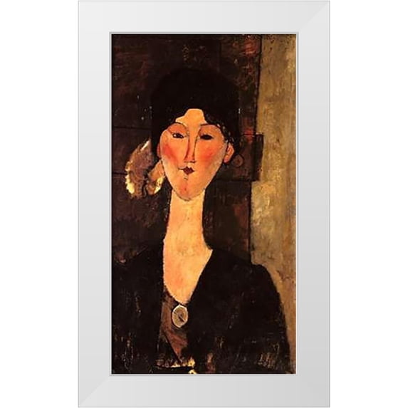 Modigliani, Amedeo 19x32 White Modern Wood Framed Museum Art Print Titled - Beatrice Hastings In Front Of A Door