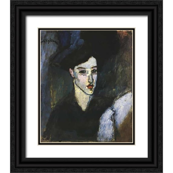 Modigliani, Amedeo 20x24 Black Ornate Wood Framed with Double Matting Museum Art Print Titled - The Jewess 1