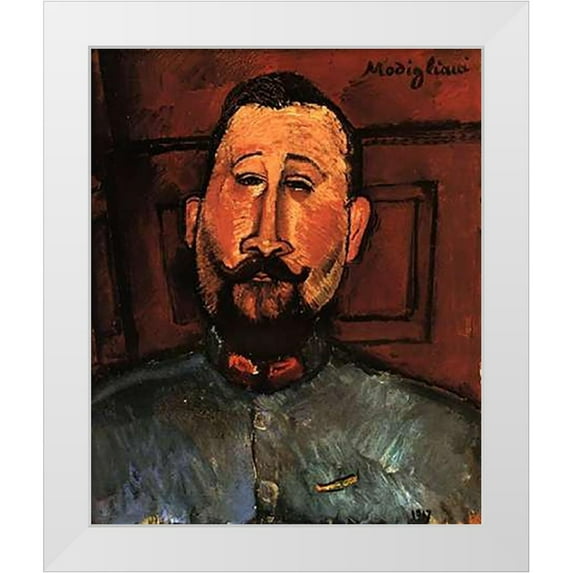 Modigliani, Amedeo 20x24 White Modern Wood Framed Museum Art Print Titled - Doctor Devaraigne