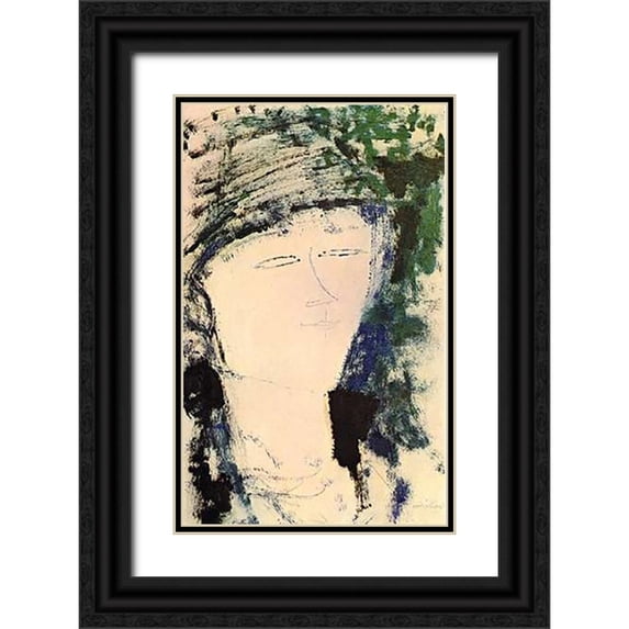 Modigliani, Amedeo 21x32 Black Ornate Wood Framed with Double Matting Museum Art Print Titled - Beatrice Hastings