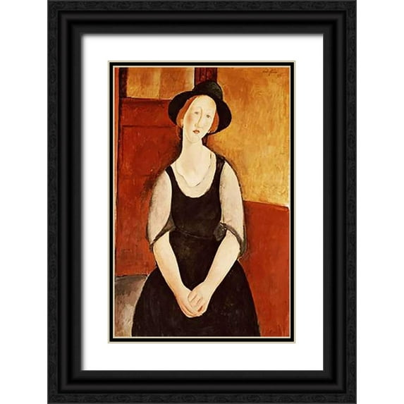 Modigliani, Amedeo 22x32 Black Ornate Wood Framed with Double Matting Museum Art Print Titled - Portrait of Thora Klinckowstrom