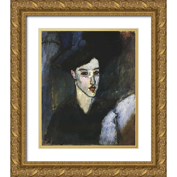 Modigliani, Amedeo 26x31 Gold Ornate Wood Framed with Double Matting Museum Art Print Titled - The Jewess 1
