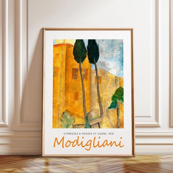 Modigliani Cypresses Italian Floral Landscape Modern Decor, Unframed Canvas