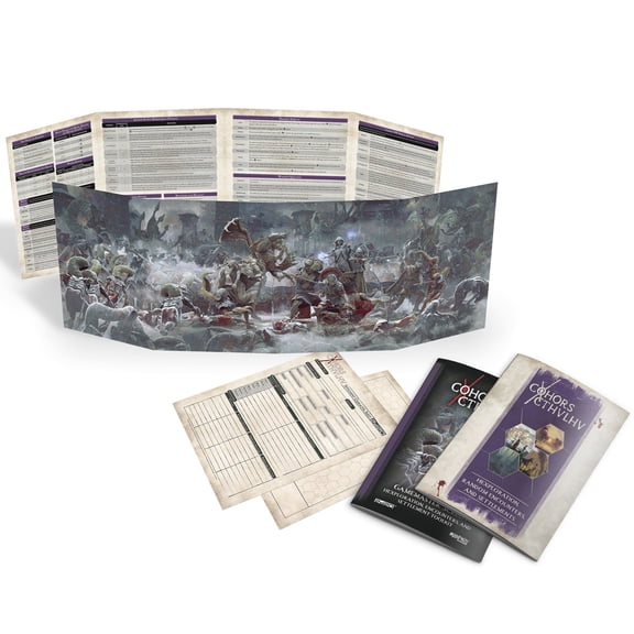 Cohors Cthulhu RPG: Gamemaster Toolkit - 4 Panel GM Screen, Booklet, Settlement Sheet, Double-Sided A3 Map, Cosmic Horror Roleplaying Game Accessories
