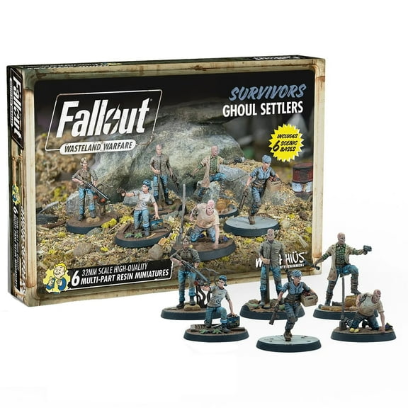 Modiphius Fallout Wasteland Warfare: Survivors Ghoul Settlers Teen, 4" x 6" x1", 6 Count