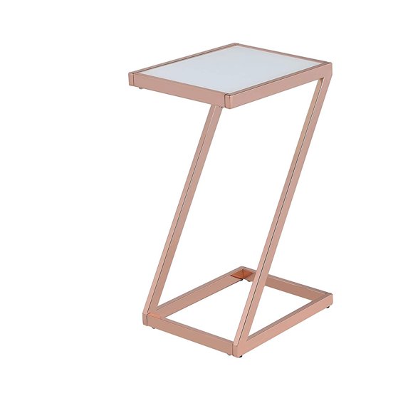 Modish Side Table, Frosted Glass & Copper