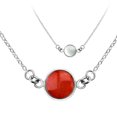 thumbnail image 1 of Modish Two Sided Round Red Coral and White Shell Sterling Silver Necklace, 1 of 7