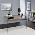 thumbnail image 1 of Modish Writing Desk, Clear Glass & Light Brown, 1 of 1