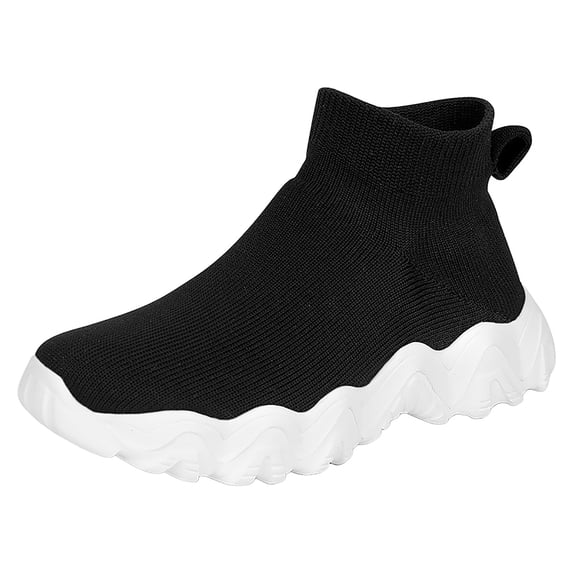 Modisza 4.5-14Y Kids Sock Shoes Comfortable Walking Sneakers Slip on Knitted Upper Workout Shoes Boys and Girls School Sports Sneaker