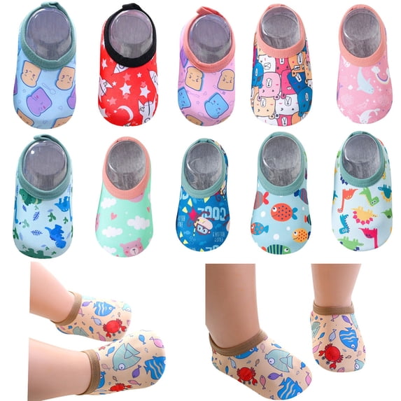 Modisza Baby Kids Slipper Socks Non Slip Foldable Indoor Shoes Little Kid Cartoon Print Comfortable Water Shoe for Summer Blue 13.5 M Little Kid