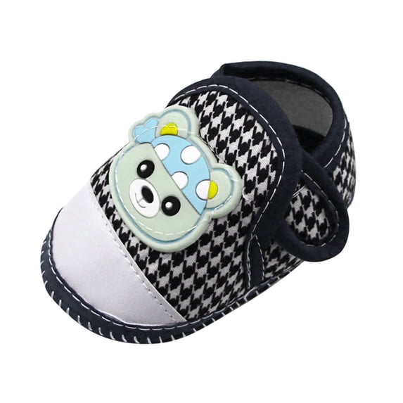 Modisza Baby Walking Shoes Infant Barefoot Slip on Sneakers Cartoon Bear Hook and Loops Indoor Shoe Little Kid Casual Sneaker Blue Size 5.5