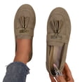 thumbnail image 1 of Modisza Ballet Flats Shoes for Women Closed Round Toe Mary Jane Slip on Casual Loafers Tassel Walking Driving Moccasins Khaki 7, 1 of 1