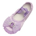 thumbnail image 1 of Modisza Ballet Shoes for Girls Elastic Strap Comfortable Dance Shoe Toddler and Little Kid Workout Flat with Rhinestone Bow Purple 2 Big Kid, 1 of 3
