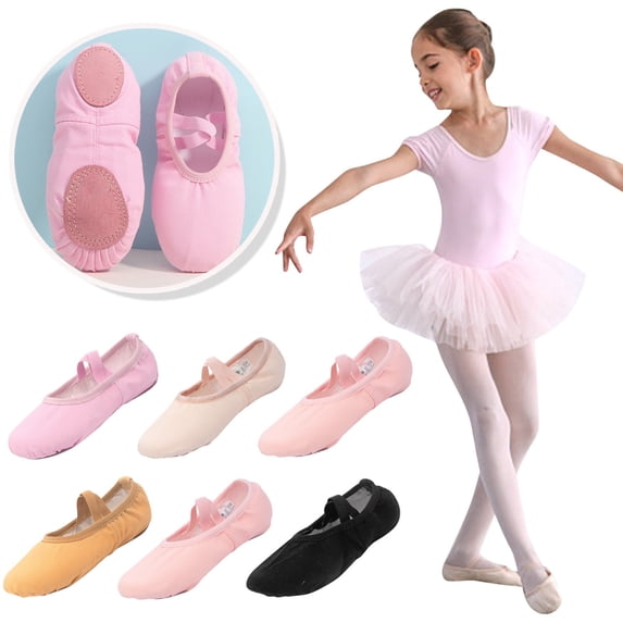 Modisza Ballet Shoes for Girls Toddler Ballet Slippers Kids Canvas Dance Shoe with Elastic Strap Comfortable Mary Jane Flat Pink 11 Little Kid