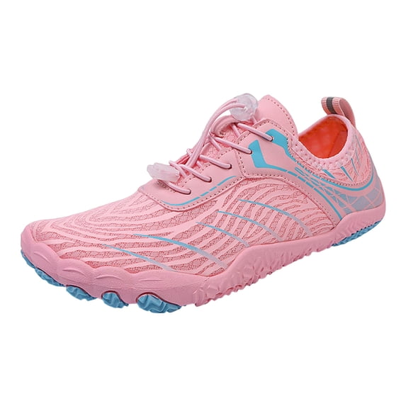 Modisza Barefoot Shoes for Women Men Summer Water Footwear Wide Toe Box Non Slip Athletic Running Sneaker Gym Workout Shoe Pink Size 8
