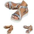 thumbnail image 1 of Modisza Bohemian Wedge Sandals for Women Orthopedic Platform Beaded Ankle Strap Slip on Slides Casual Espadrilles Beach Shoes Blue 6, 1 of 7