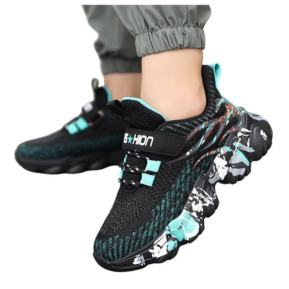 Modisza Boys Girls Running Sneakers Mesh Breathable Tennis Shoes Arch Support Slip on Hiking Sports Sneaker for Summer Blue Size 12