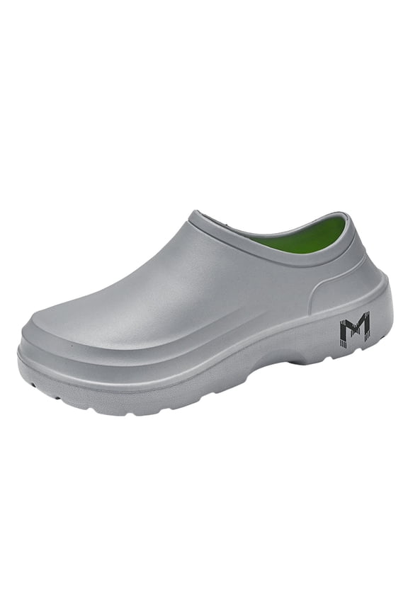 Chef Shoes for Women Men Non Slip Water Proof Garden Clogs Rubber Sole Kitchen Work Shoes with Arch Support Grey Size 9.5