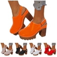 thumbnail image 1 of Modisza Chunky Heel Sandals for Women Platform Closed Toe Ankle Strap Mules Wide Width Wedge Slide Shoes with Hook and Loops Orange 9, 1 of 6