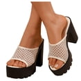 thumbnail image 1 of Modisza Chunky Platform Heels for Women Open Toe Mesh High Heeled Sandals 2026 Block Heel Dress Slide Shoes Ladies Casual Pumps Beige Size 6.5, 1 of 7