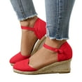 thumbnail image 1 of Modisza Closed Toe Wedge Sandals for Women 2026 Summer Platform Espadrilles Ankle Strap Sandal Wide Width Work Dressy Slide Shoes Red 8, 1 of 6