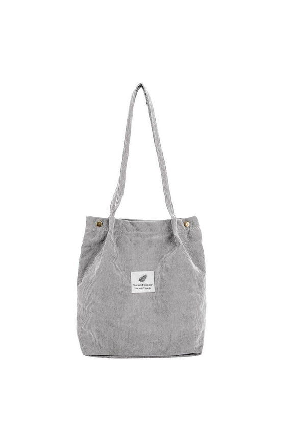 Corduroy Tote Bag for Women Canvas Shoulder Cord Purse for College Work Travel Shopping