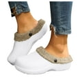 thumbnail image 1 of Modisza Fleece Lined Clogs for Women Men Waterproof Fuzzy Winter Garden Shoes Slip on House Slippers Indoor Outdoor Mules White 8.5, 1 of 9