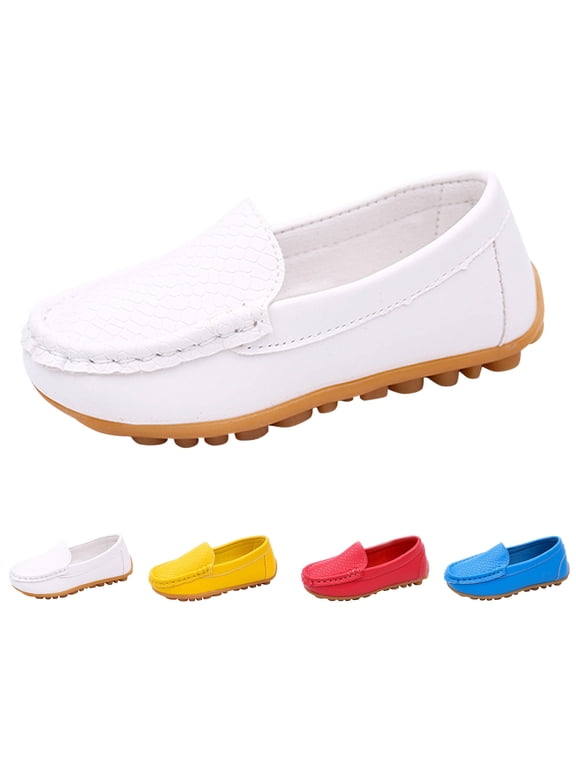 Kids Slip on Leather Loafers Summer Walking Casual Slide Shoes Girls Outdoor Comfortable School Casual Dressy Loafer Blue Size 6.5