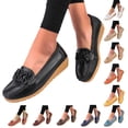 thumbnail image 1 of Modisza Leather Loafers for Women Slip on Bow Shoes Comfortable Walking Dressy Ladies Retro Work Driving Loafer Beige Size 7, 1 of 7