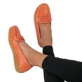 thumbnail image 1 of Modisza Leather Loafers for Women Slip on Bow Shoes Comfortable Walking Dressy Ladies Retro Work Driving Loafer Orange Size 9, 1 of 7