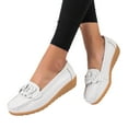thumbnail image 1 of Modisza Leather Loafers for Women Slip on Bow Shoes Comfortable Walking Dressy Ladies Retro Work Driving Loafer White Size 7, 1 of 7