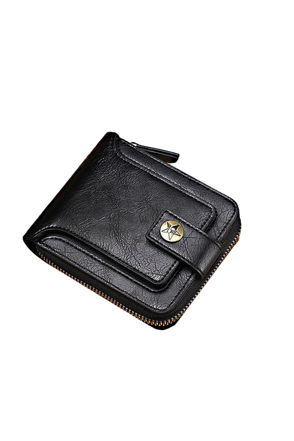 Leather Men's Wallet with Zipper Vintage RFID Blocking Large Capacity Purse Credit Card Holder