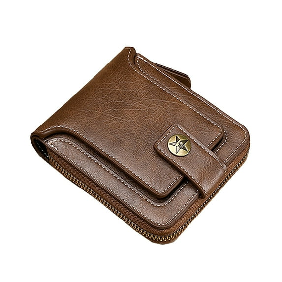Modisza Leather Men's Wallet with Zipper Vintage RFID Blocking Large Capacity Purse Credit Card Holder