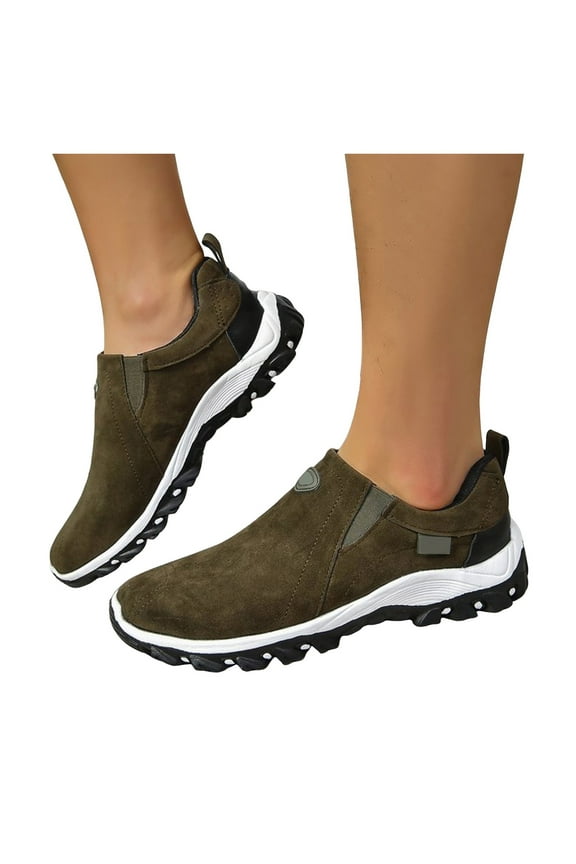 Men's Canvas Slip on Orthopedic Sneakers Arch Support Suede Walking Sport Shoes Plantar Fasciitis Outdoor Driving Shoe Green 11.5