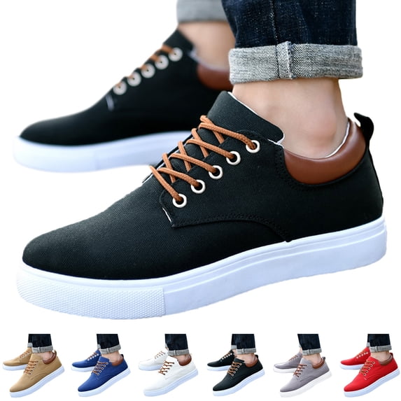Modisza Men's Casual Sneakers Canvas Comfortable Walking Flat Shoes Outdoor Travel Work Sneaker with Strappy Everyday Footwear Brown 9.5