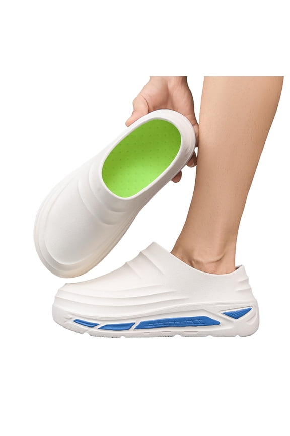 Men's Non Slip Clogs Water Proof Chef Work Nursing Shoes Comfortable Gardener Men Indoor Outdoor Walking Slides White 9