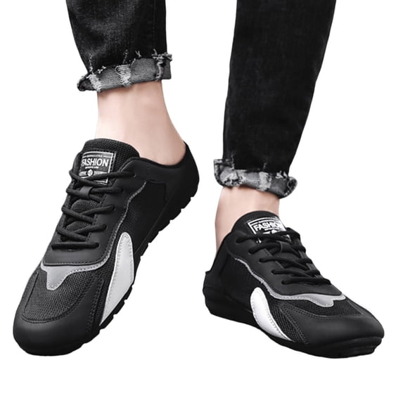 Modisza Men's Orthopedic Slip on Mules with Arch Support Lace Up Walking Sneakers Comfortable Outdoor Casual Slides Black 10