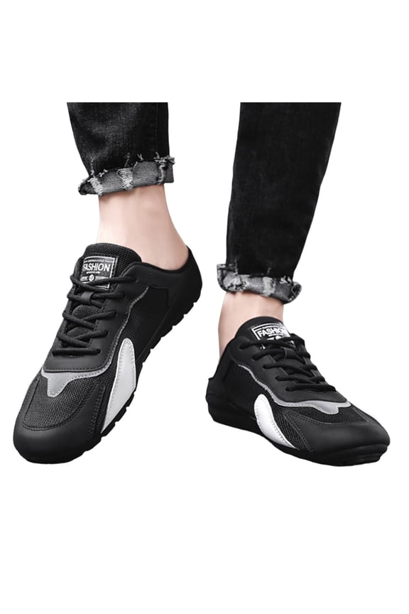 Men's Orthopedic Slip on Mules with Arch Support Lace Up Walking Sneakers Comfortable Outdoor Casual Slides Black 8