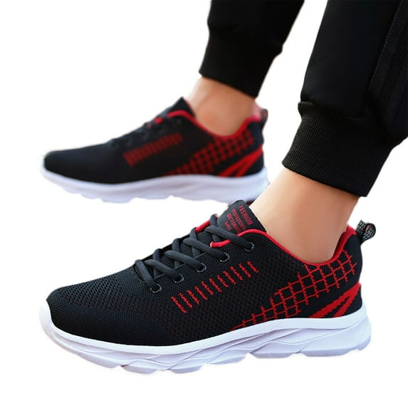 Modisza Men's Running Shoes Lightweight Slip on Fashion Sneakers Mesh Walking Shoes for Work Gym Workout Sports Atheletic Red 11