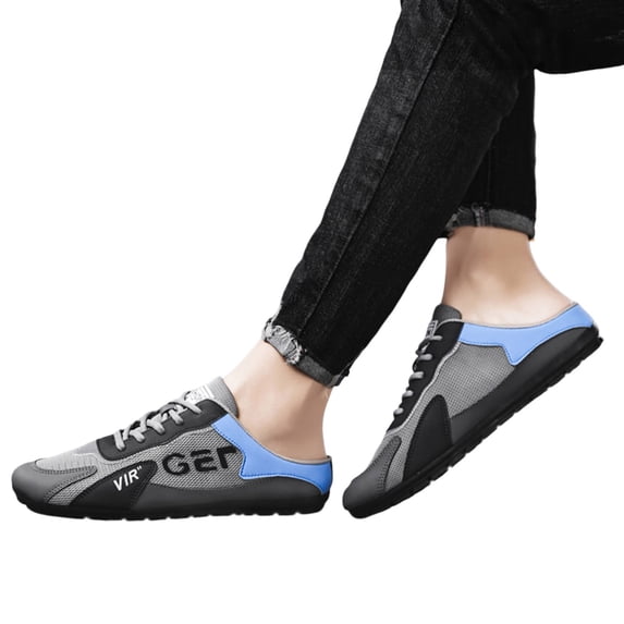 Modisza Men's Slip on Mule Sneakers Backless Breathable Non Slip Flat Shoes Closed Toe Work Travel Slides Outdoor Sandals Grey 8.5