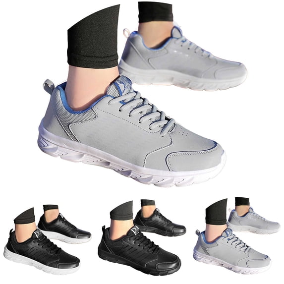 Modisza Men's Walking Sneakers Low Top Lace Up Tennis Shoes Memory Foam Comfortable Gym Running Hiking Sneaker Black Size 7