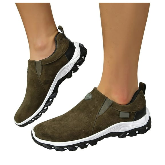 Modisza Men's Women's Slip on Hiking Shoes Athletic Trekking Walking Loafers Memory Foam Running Sneakers with Arch Support Green 11.5