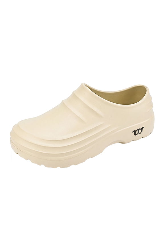 Men's and Women's Non Slip Work Shoes Nursing Water Proof Chef Shoe Wide Width Rubber Sole Comfortable Mules Clogs Beige - 6